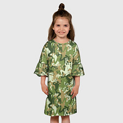 Платье клеш для девочки Лягушата камуфляж, цвет: 3D-принт — фото 2