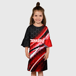 Платье клеш для девочки Tekken 8 огненное лого файтинг, цвет: 3D-принт — фото 2
