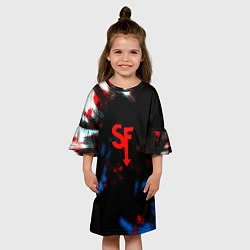 Платье клеш для девочки Салли фейс текстура краски, цвет: 3D-принт — фото 2