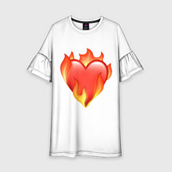 Платье клеш для девочки Сердце в огне эмодзи, цвет: 3D-принт