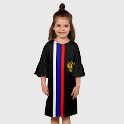 Платье клеш для девочки Герб РФ триколор полосы, цвет: 3D-принт — фото 2