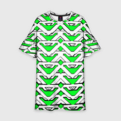 Платье клеш для девочки Бело-зелёный узор, цвет: 3D-принт