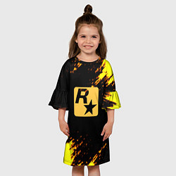 Платье клеш для девочки Рокстар текстура краски, цвет: 3D-принт — фото 2