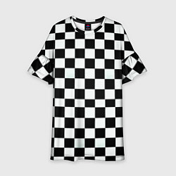 Платье клеш для девочки Шахматный паттерн доска, цвет: 3D-принт