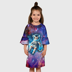 Платье клеш для девочки The cat is a brave cosmonaut - ai art, цвет: 3D-принт — фото 2