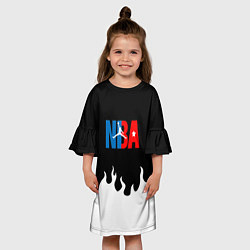 Платье клеш для девочки Баскетбол нба огонь, цвет: 3D-принт — фото 2