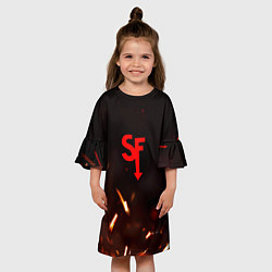 Платье клеш для девочки Sally face искры огня, цвет: 3D-принт — фото 2