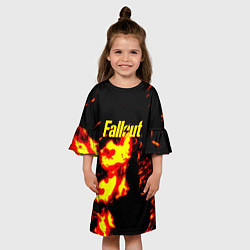 Платье клеш для девочки Fallout огнненое лого, цвет: 3D-принт — фото 2