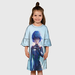 Платье клеш для девочки Рей Аянами из Евангелиона, цвет: 3D-принт — фото 2