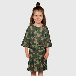 Платье клеш для девочки Классический лесной камуфляж, цвет: 3D-принт — фото 2