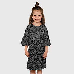 Платье клеш для девочки Чёрный паттерн ромбы, цвет: 3D-принт — фото 2
