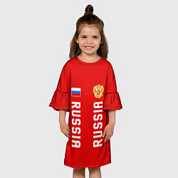Платье клеш для девочки Россия три полоски на красном фоне, цвет: 3D-принт — фото 2