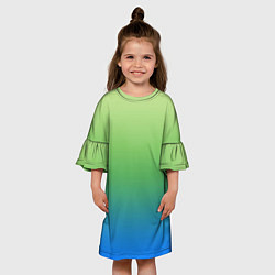 Платье клеш для девочки Градиент зелёно-голубой, цвет: 3D-принт — фото 2