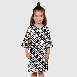 Платье клеш для девочки Абстрактный узор на чёрном фоне, цвет: 3D-принт — фото 2