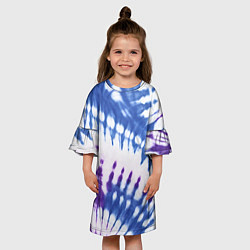 Платье клеш для девочки Сине-фиолетовый узор тай дай, цвет: 3D-принт — фото 2