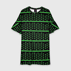 Платье клеш для девочки Зелёные круги и полосы, цвет: 3D-принт