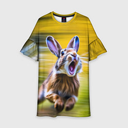 Платье клеш для девочки Крик бегущего зайца, цвет: 3D-принт