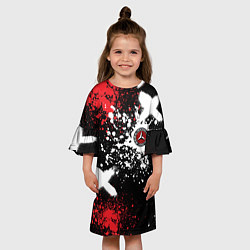 Платье клеш для девочки Мерседес на фоне граффити и брызг красок, цвет: 3D-принт — фото 2