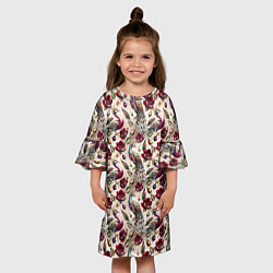 Платье клеш для девочки Цветочный паттерн с павлинами, цвет: 3D-принт — фото 2