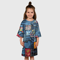 Платье клеш для девочки Значок адвоката на джинсах, цвет: 3D-принт — фото 2
