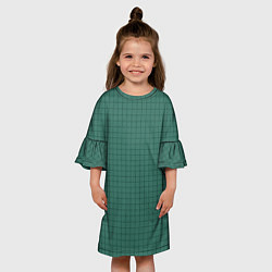 Платье клеш для девочки Патиново-зелёный в клетку, цвет: 3D-принт — фото 2