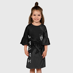 Платье клеш для девочки Ведьмак - знаки начальной магии, цвет: 3D-принт — фото 2