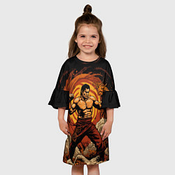 Платье клеш для девочки Муай тай боец в стойке, цвет: 3D-принт — фото 2