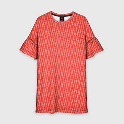 Платье клеш для девочки Светлый красный треугольные полосы, цвет: 3D-принт