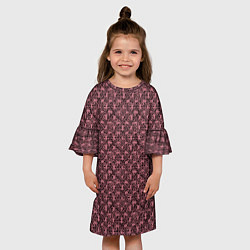 Платье клеш для девочки Паттерн стилизованные цветы чёрно-розовый, цвет: 3D-принт — фото 2