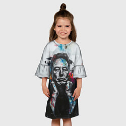 Платье клеш для девочки Илон Маск граффити портрет на серой стене, цвет: 3D-принт — фото 2