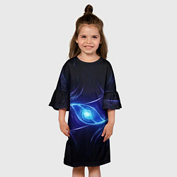 Платье клеш для девочки Синие магическое свечение в виде шара, цвет: 3D-принт — фото 2