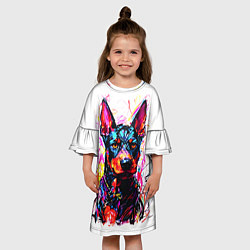 Платье клеш для девочки Доберман маркерами, цвет: 3D-принт — фото 2