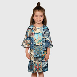 Платье клеш для девочки Пэчворк из Турции, цвет: 3D-принт — фото 2
