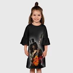 Платье клеш для девочки Slash музыкант группы Guns N Roses, цвет: 3D-принт — фото 2