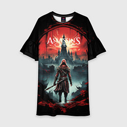 Платье клеш для девочки Assassins creed город на горизонте, цвет: 3D-принт