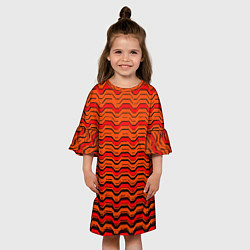 Платье клеш для девочки Красные линии и чёрные полосы, цвет: 3D-принт — фото 2