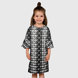 Платье клеш для девочки Чёрно-белые квадраты, цвет: 3D-принт — фото 2