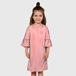 Платье клеш для девочки Белый в красную полоску, цвет: 3D-принт — фото 2