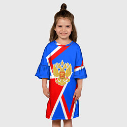 Платье клеш для девочки Герб России - патриотические цвета, цвет: 3D-принт — фото 2