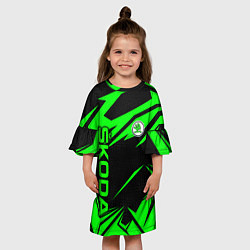 Платье клеш для девочки Skoda - green uniform, цвет: 3D-принт — фото 2