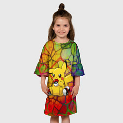 Платье клеш для девочки Pikachu pokeballs, цвет: 3D-принт — фото 2