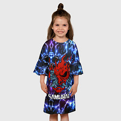 Платье клеш для девочки Cyberpunk 2077 mask samurai, цвет: 3D-принт — фото 2