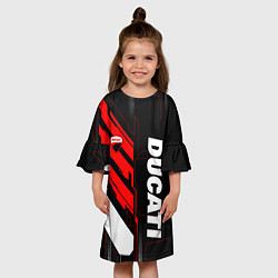 Платье клеш для девочки Ducati - красный технологический, цвет: 3D-принт — фото 2