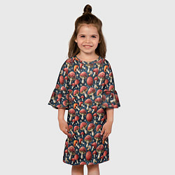Платье клеш для девочки Гриб красный мухомор паттерн, цвет: 3D-принт — фото 2