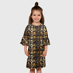 Платье клеш для девочки Золотистая текстурная броня, цвет: 3D-принт — фото 2