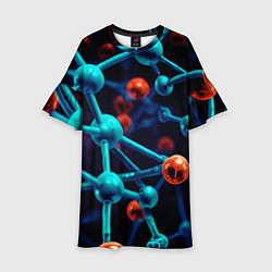 Платье клеш для девочки Молекулы под микроскопом, цвет: 3D-принт