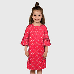 Платье клеш для девочки Розово-красный со звёздочками, цвет: 3D-принт — фото 2