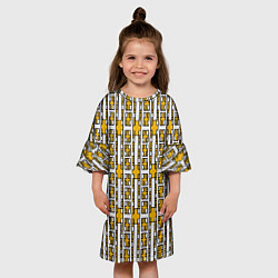Платье клеш для девочки Жёлтые и белые кирпичики на белом фоне, цвет: 3D-принт — фото 2