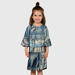 Платье клеш для девочки Patchwork denim - vogue, цвет: 3D-принт — фото 2
