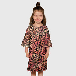 Платье клеш для девочки Имитация шкуры красно-коричневый, цвет: 3D-принт — фото 2